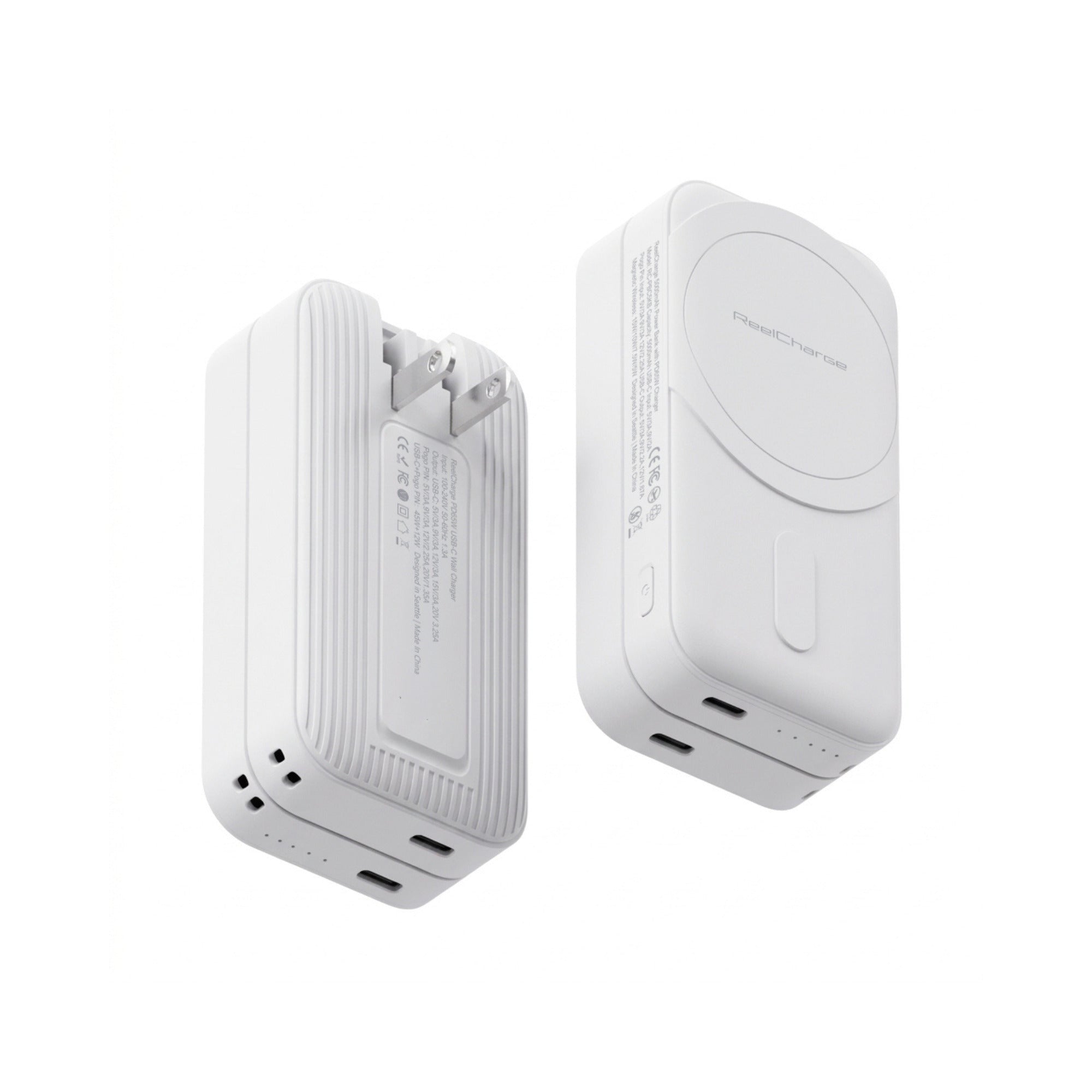 ReelCharge 5,000 mAh 65W Power Bank Fusion 5K (White)