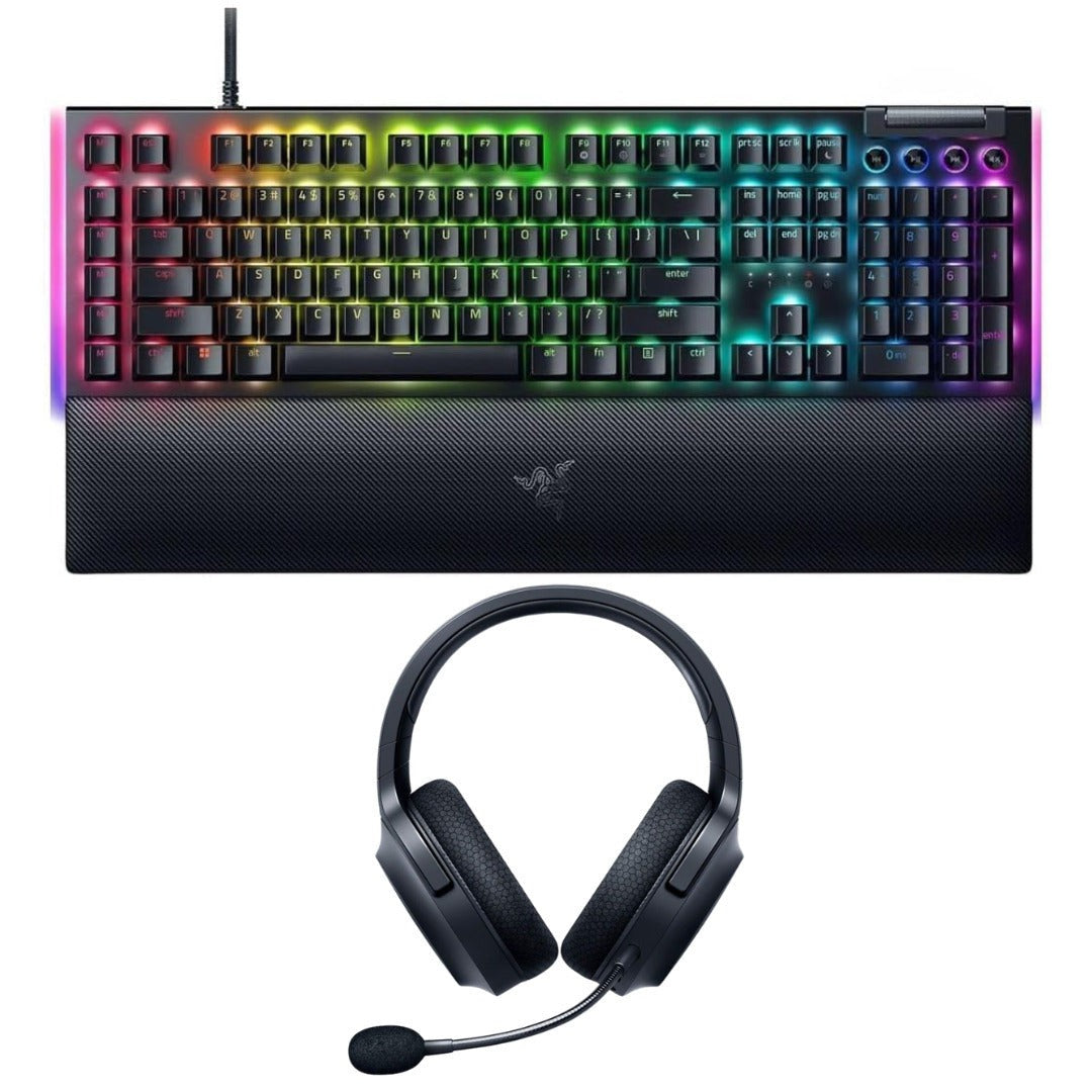 Razer BlackWidow V4 Green Switch Gaming Keyboard Bundle, RZ03-04690200, Black (Certified Refurbished)