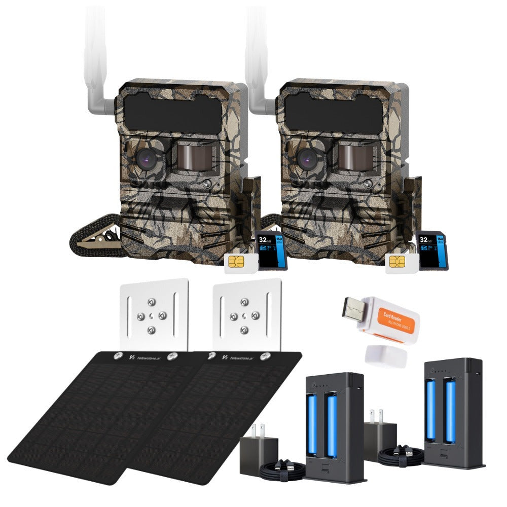 Yellowstone Y2 4G-LTE Cellular Trail Camera (2-Pack) Bundle with Accessories