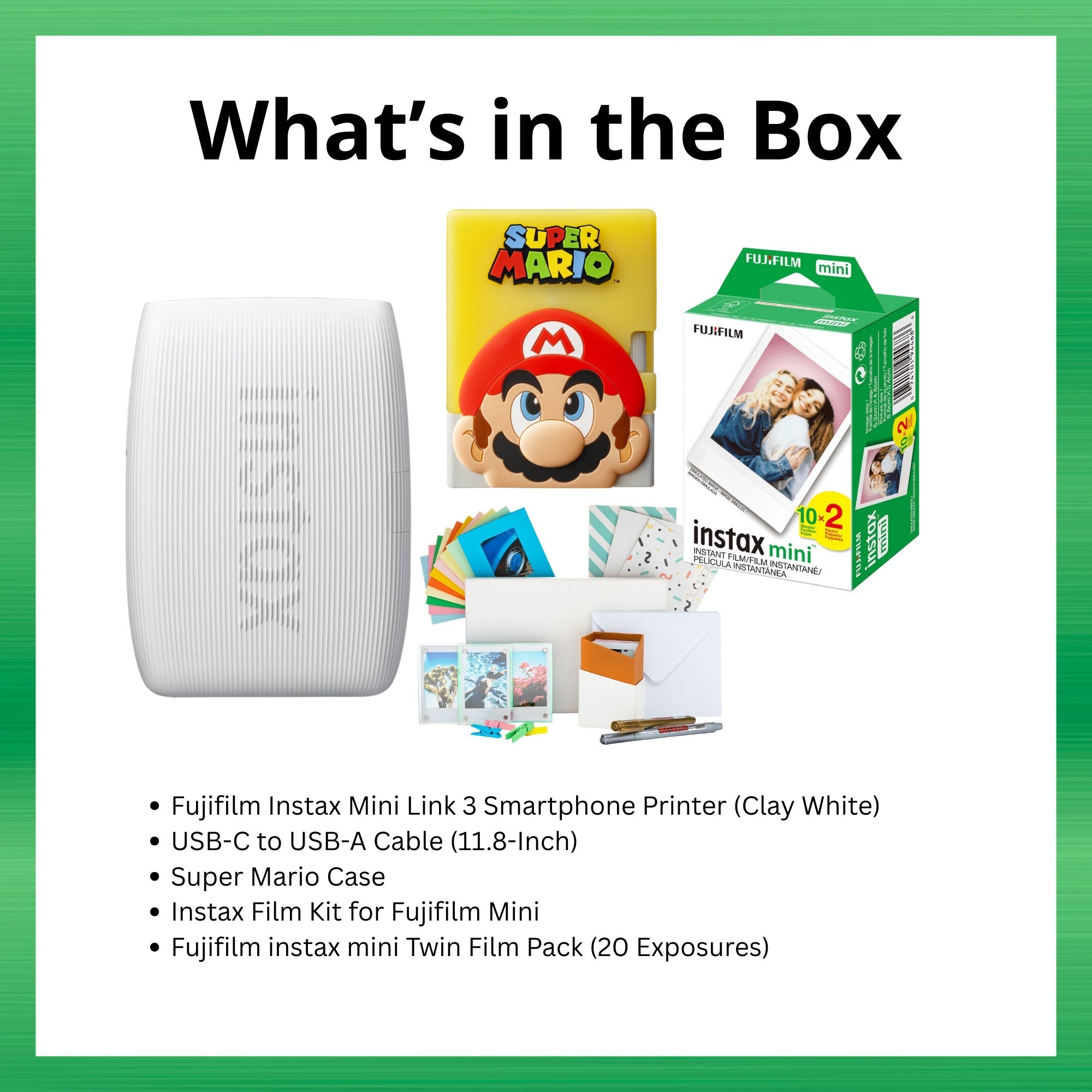 Fujifilm Instax Mini Link 3 Smartphone Printer (Clay White) Bundle