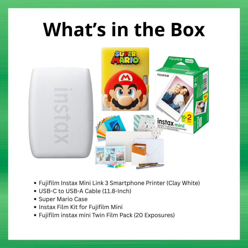 Fujifilm Instax Mini Link 3 Smartphone Printer (Clay White) Bundle