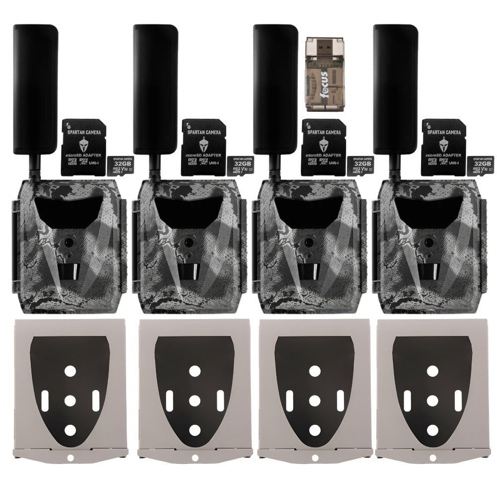 Spartan GoLive 4G/LTE 1080p Trail Camera (Verizon, 4 Pack) Bundle w/ Accessories