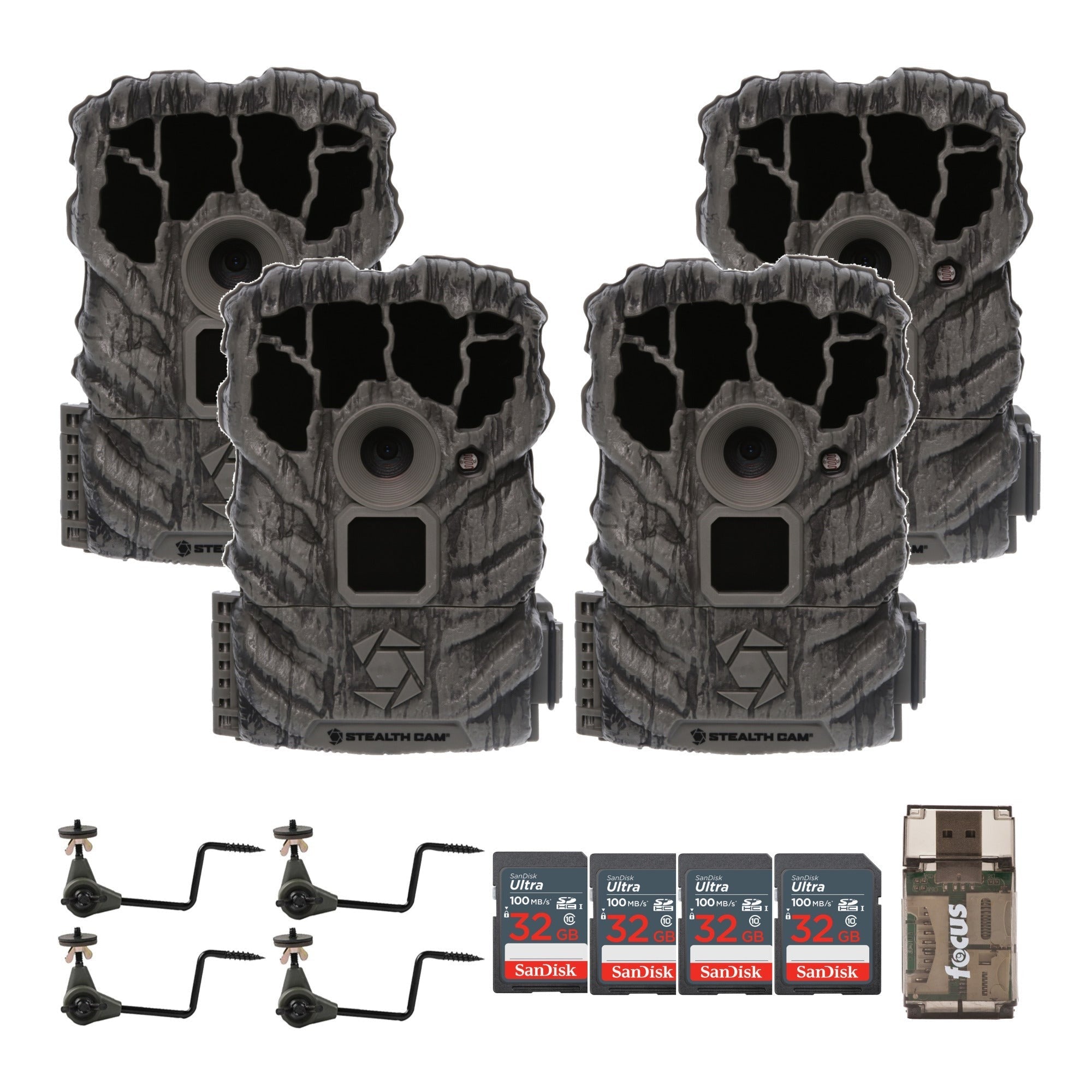 Stealth Cam Browtine 14MP Camera with Trail Camera Bundle (4-Pack)