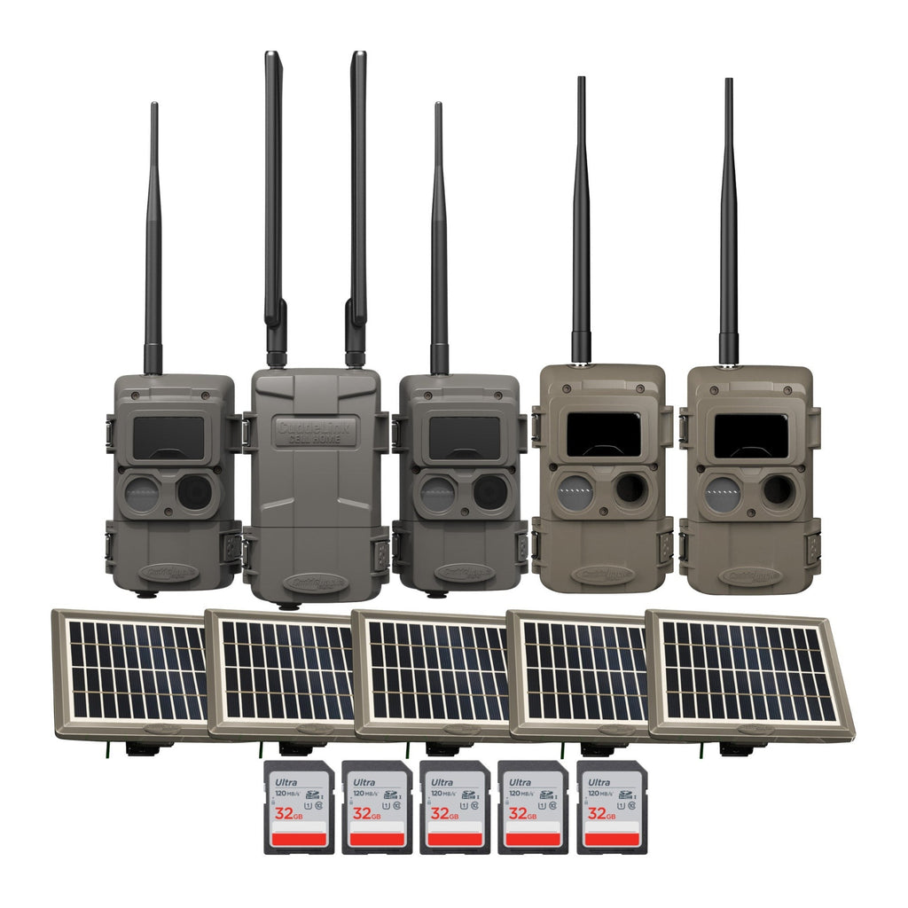 Cuddeback CuddeLink Black Flash Camera (5 Total) with Accessories Bundle