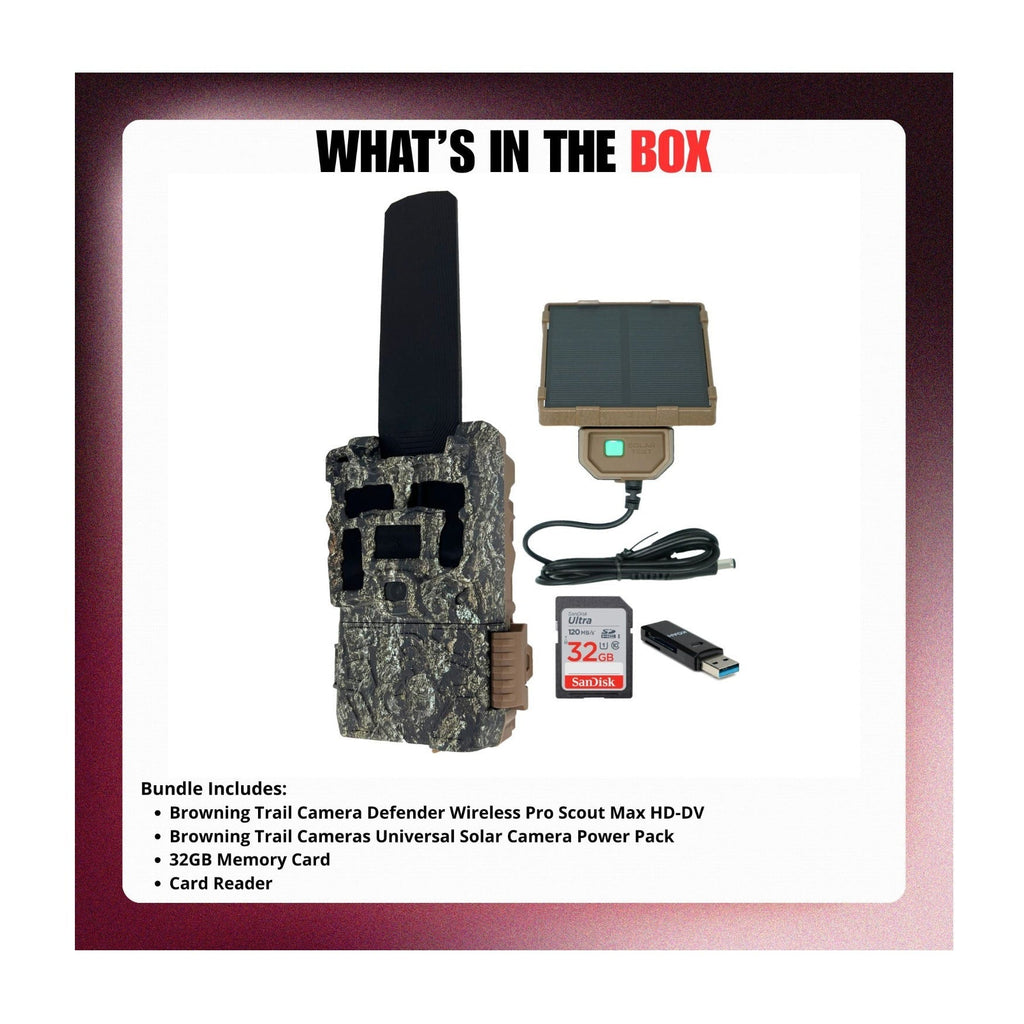 Browning Trail Camera Defender Wireless Pro Scout Max HD-DV Bundle