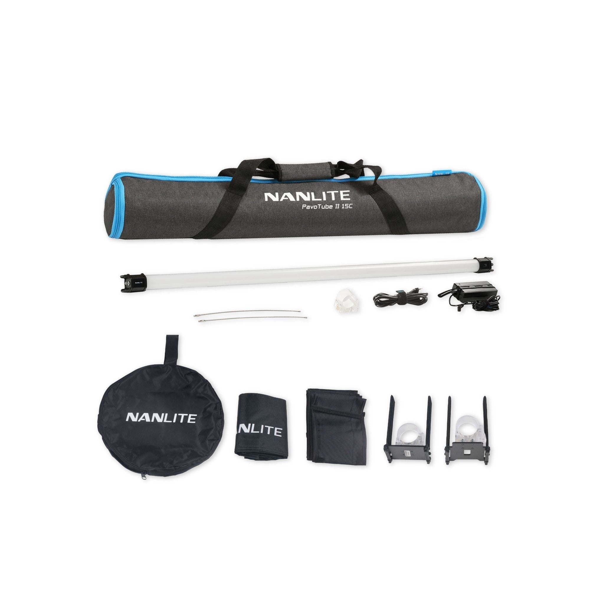 Nanlite PavoTube II 15C LED Tube Light Bundle with Nanlite Barndoors and Grid