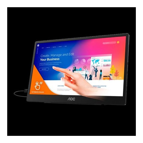 AOC 16T2 Portable Monitor, 15.6" Full HD Touch, IPS, USB-C, Micro HDMI (Certified Refurbished)