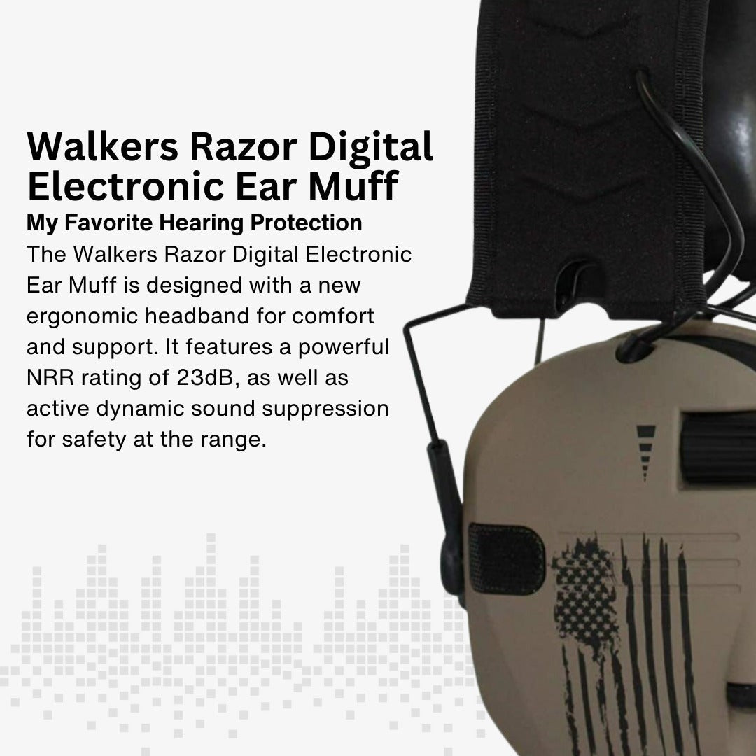 Walker's Razor Digital Ear Muffs (US Flag-FDE) with Walkie/Talkie Bundle