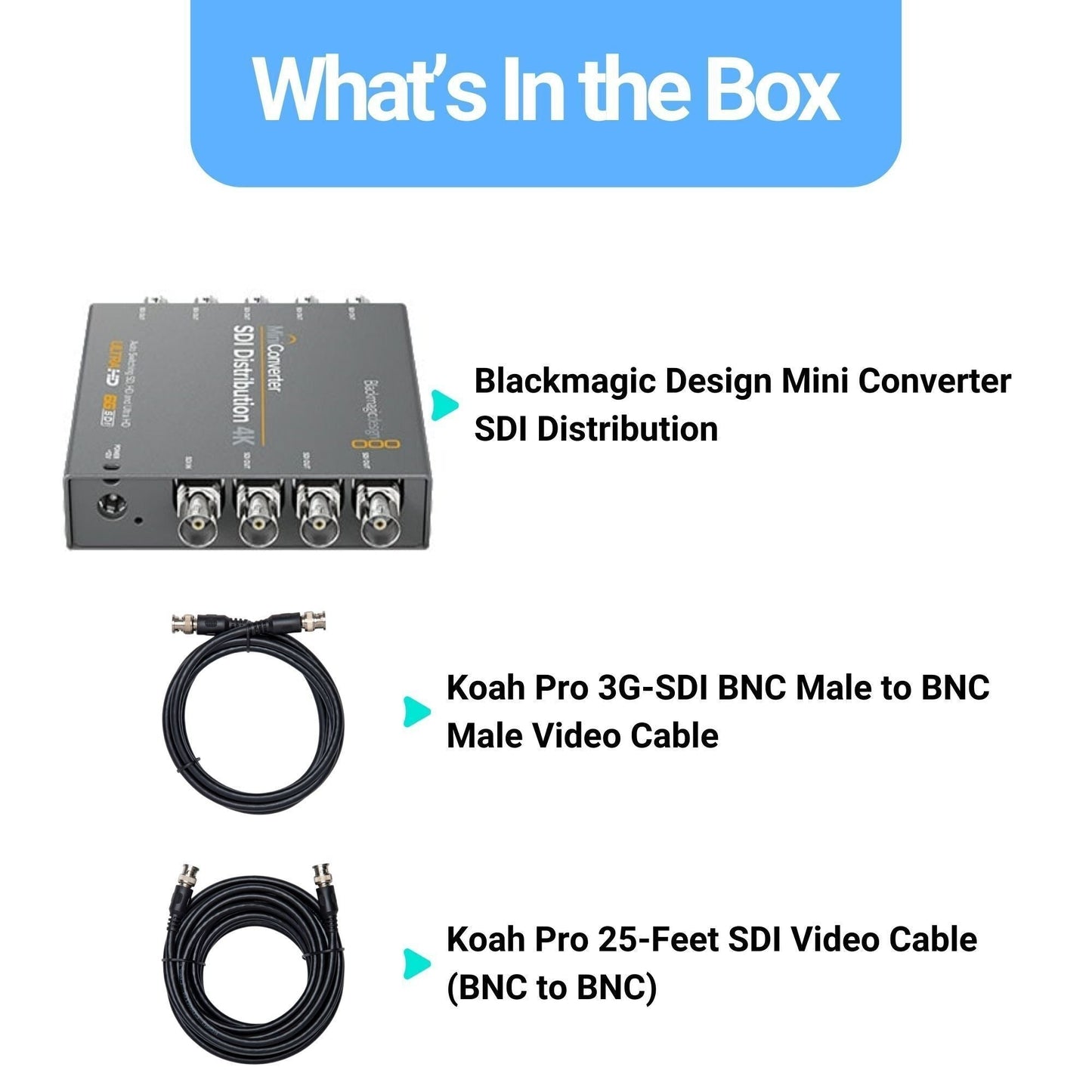 Blackmagic Design Mini Converter SDI Distribution with SDI Video Cable (BNC to BNC) Bundle