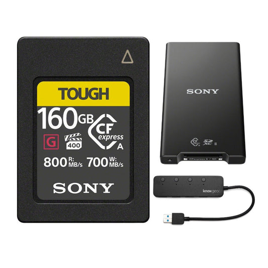 Sony CFexpress Type A 160GB Memory Card MRWG2 CFexpress Type A/SD Memory Card Reader 4 Port Bundle