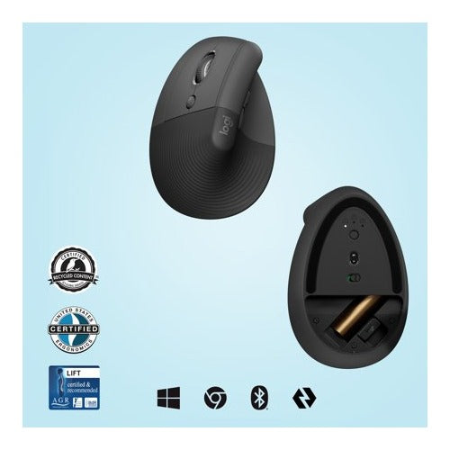 Logitech - Lift Left Vertical Wireless Ergonomic Left-Handed Mouse - Graphite