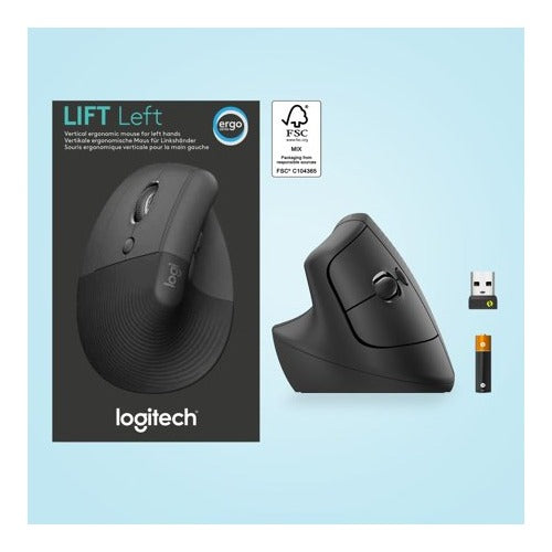 Logitech - Lift Left Vertical Wireless Ergonomic Left-Handed Mouse - Graphite