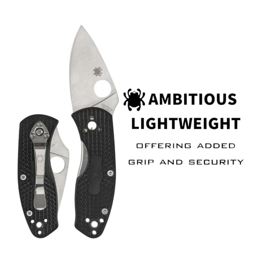 Spyderco Ambitious Lightweight Pocket Knife with 2.31-Inch 8Cr13MoV Blade with Black FRN Handle