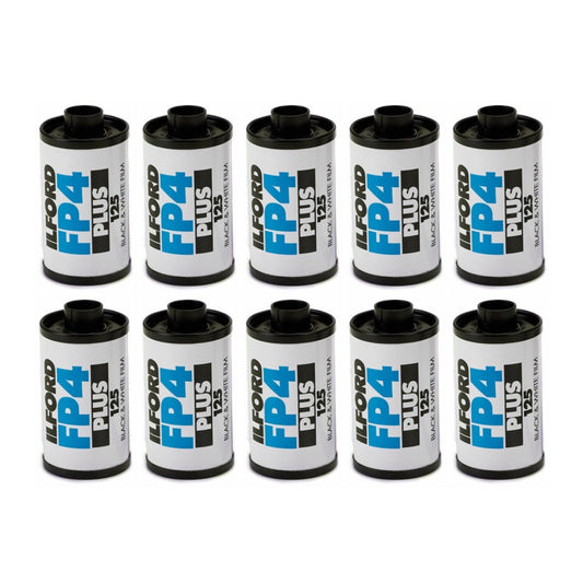 Ilford FP4 Plus 35mm Black and White Medium Speed Roll Film with 36 Exposures (10-Pack) Bundle