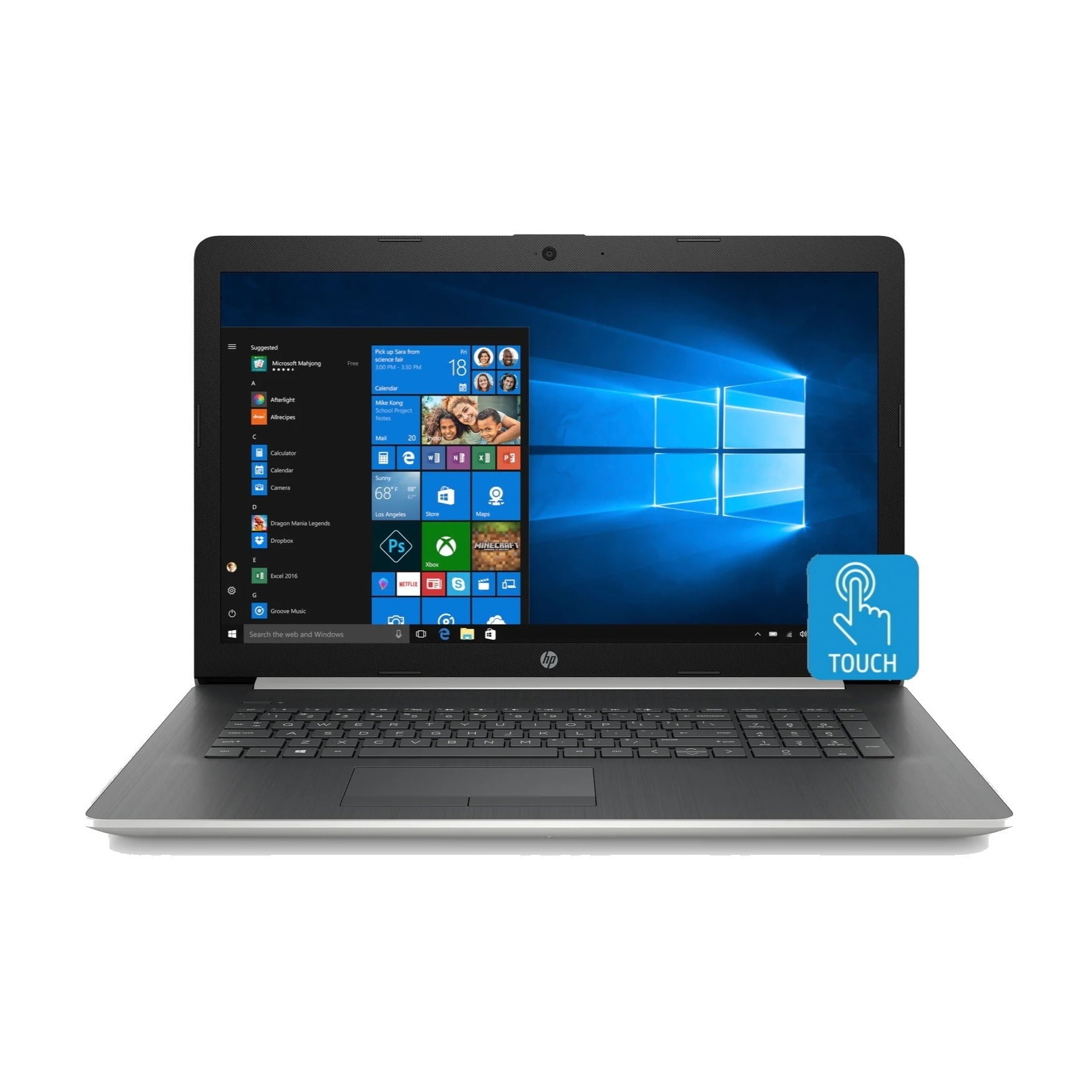 HP 17-BY 17.3" HD+ Touchscreen Laptop, Intel Core i5-10210U, 12GB RAM, 1TB HDD, Windows 10 (Natural Silver) (Certified Refurbished)