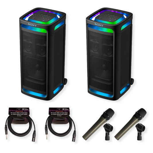 Sony ULT TOWER 9 Wireless Party Speaker 360-Degree Sound (Black, 2-Pack) Bundle