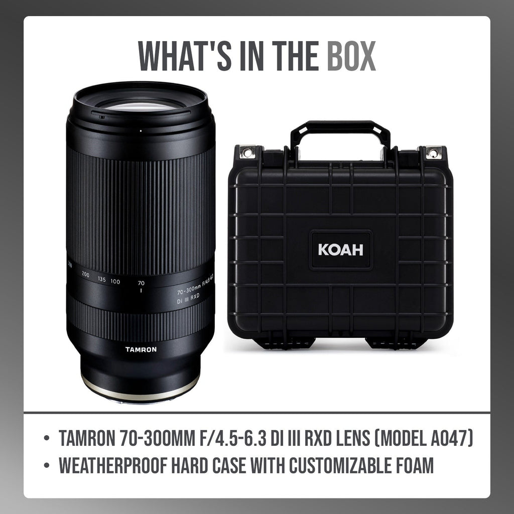 Tamron 70-300mm F/4.5-6.3 Di III RXD Lens with Weatherproof Hard Case Bundle