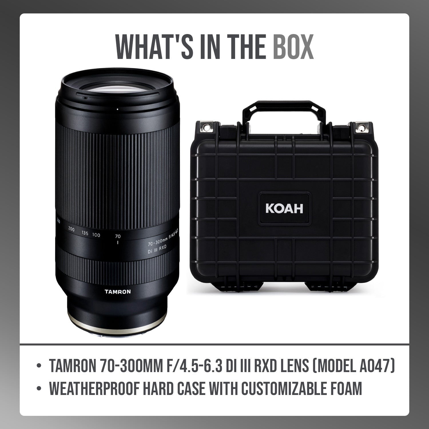 Tamron 70-300mm F/4.5-6.3 Di III RXD Lens with Weatherproof Hard Case Bundle