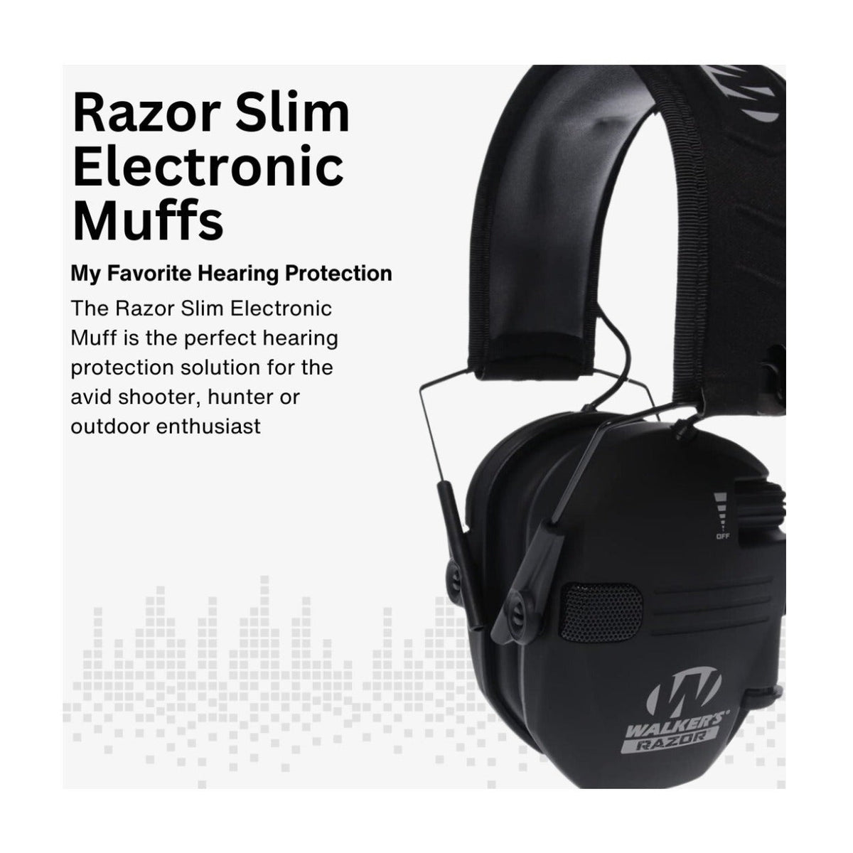 Walker's Razor Slim Electronic Earmuffs (Black) with Attachment Bundle
