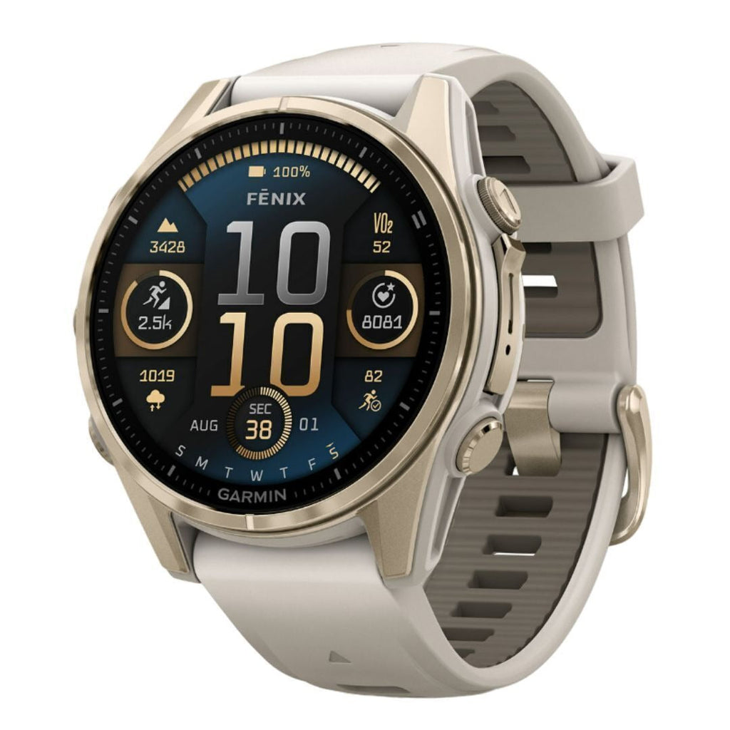 Garmin Fenix 8 43mm GPS Smartwatch (Soft Gold/Fog Gray-Dark Sandstone) Bundle