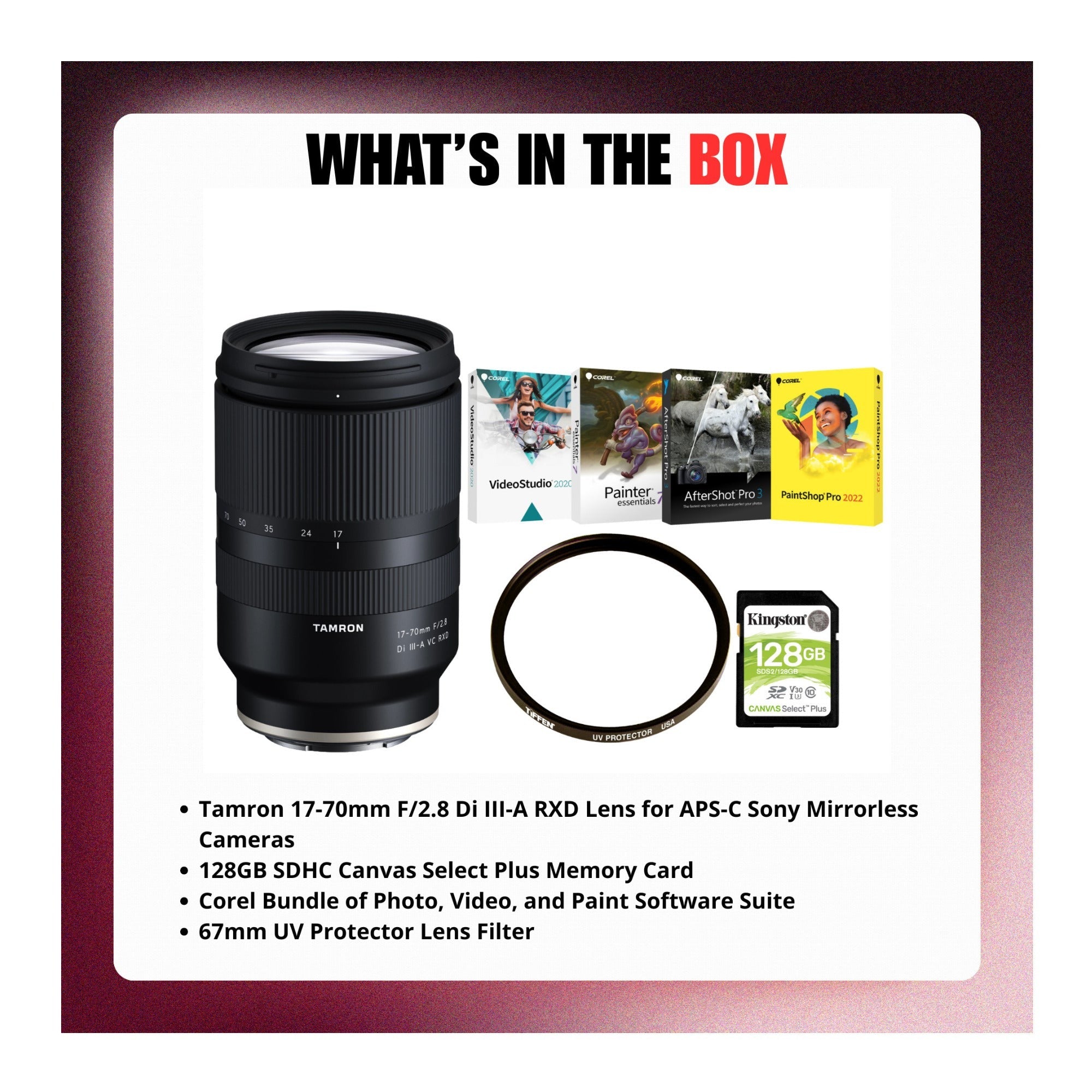 Tamron 17-70mm F/2.8 Di III-A RXD Lens (Sony E-Mount) with Accessories Bundle