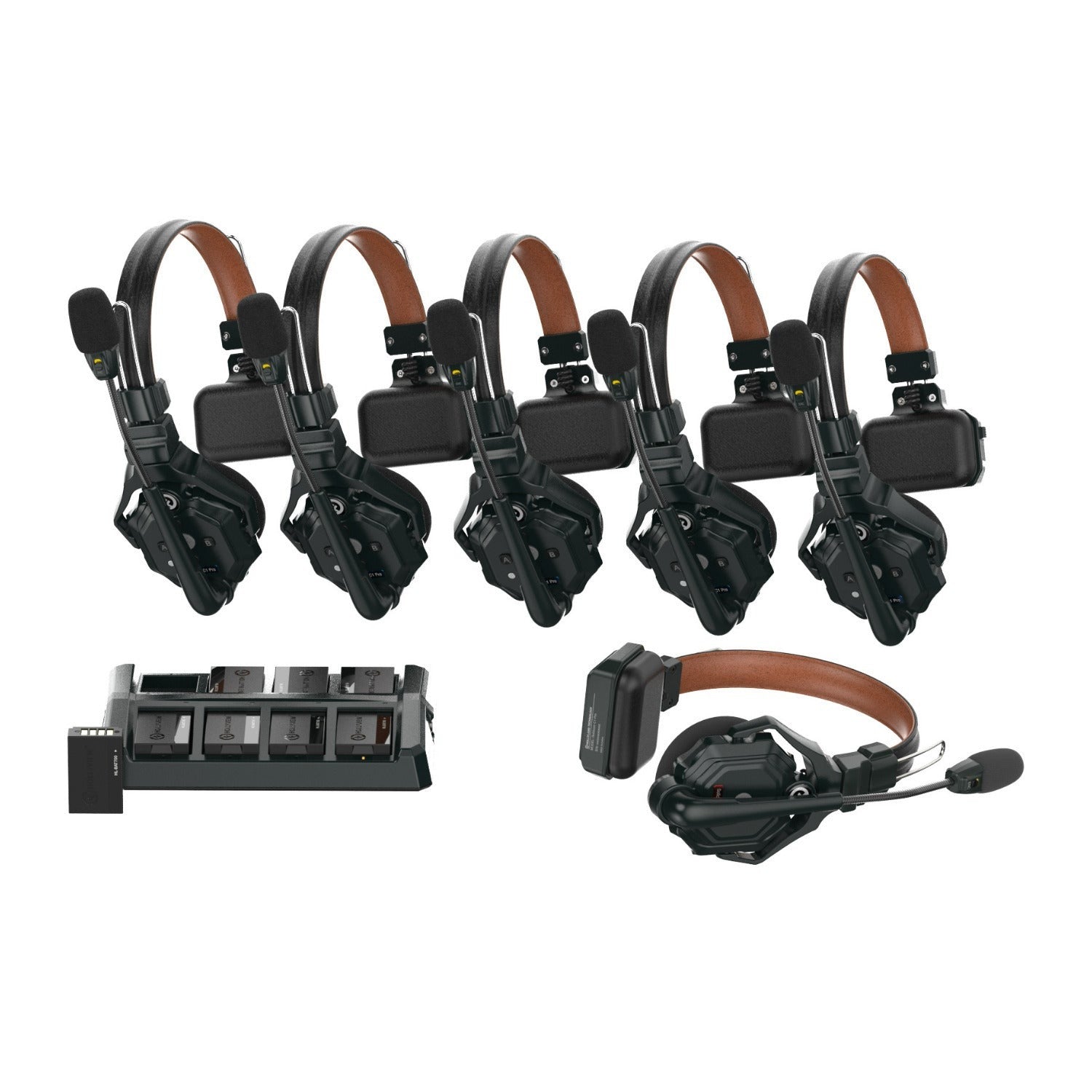 Hollyland Solidcom C1 Pro-6S 1100-Feet Full-Duplex ENC Wireless Intercom System with 6 Headsets