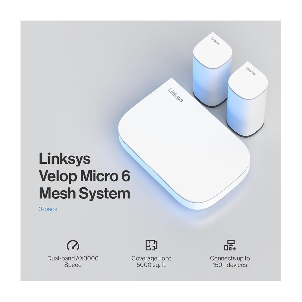 Linksys Multi-Gig Micro Mesh WiFi 6 System - Connect 100+ Devices