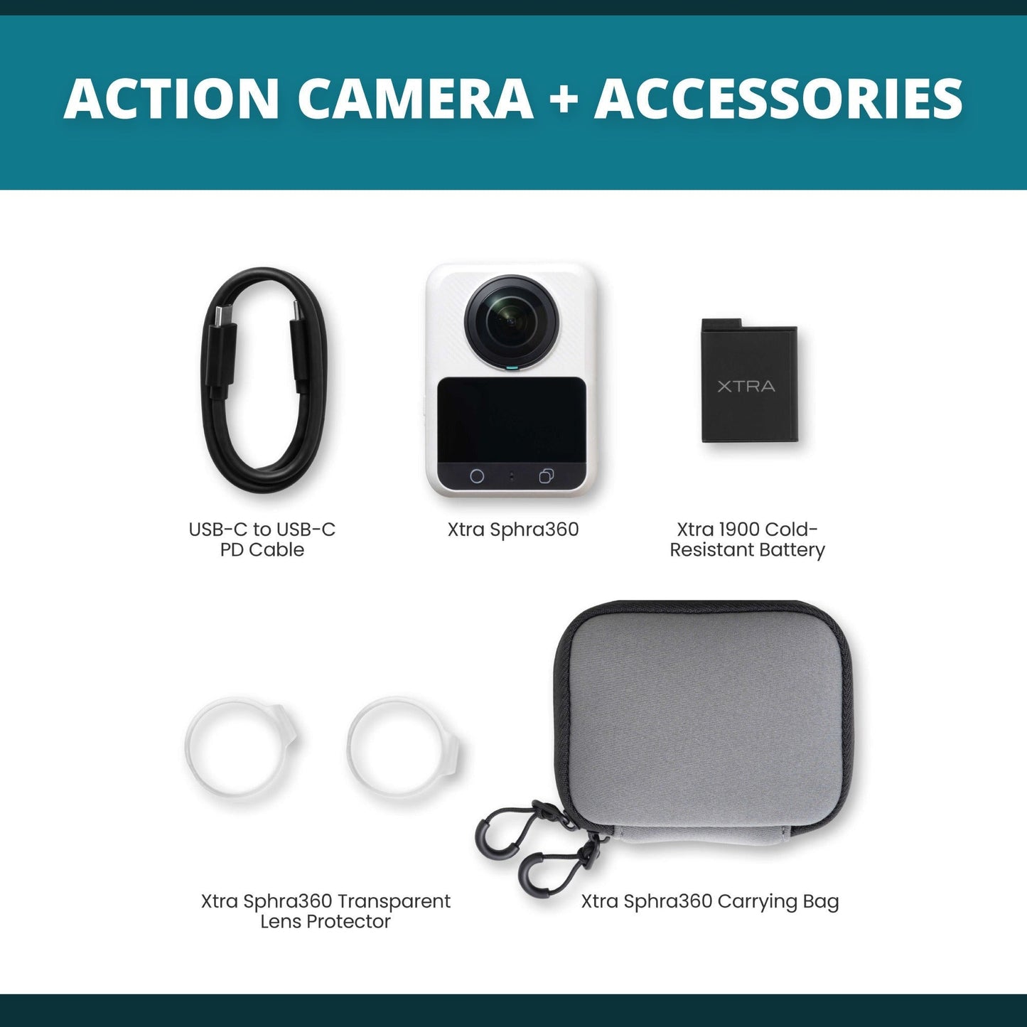 Xtra Sphra360 8K Panoramic Video Action Camera with 105GB Built-in Storage