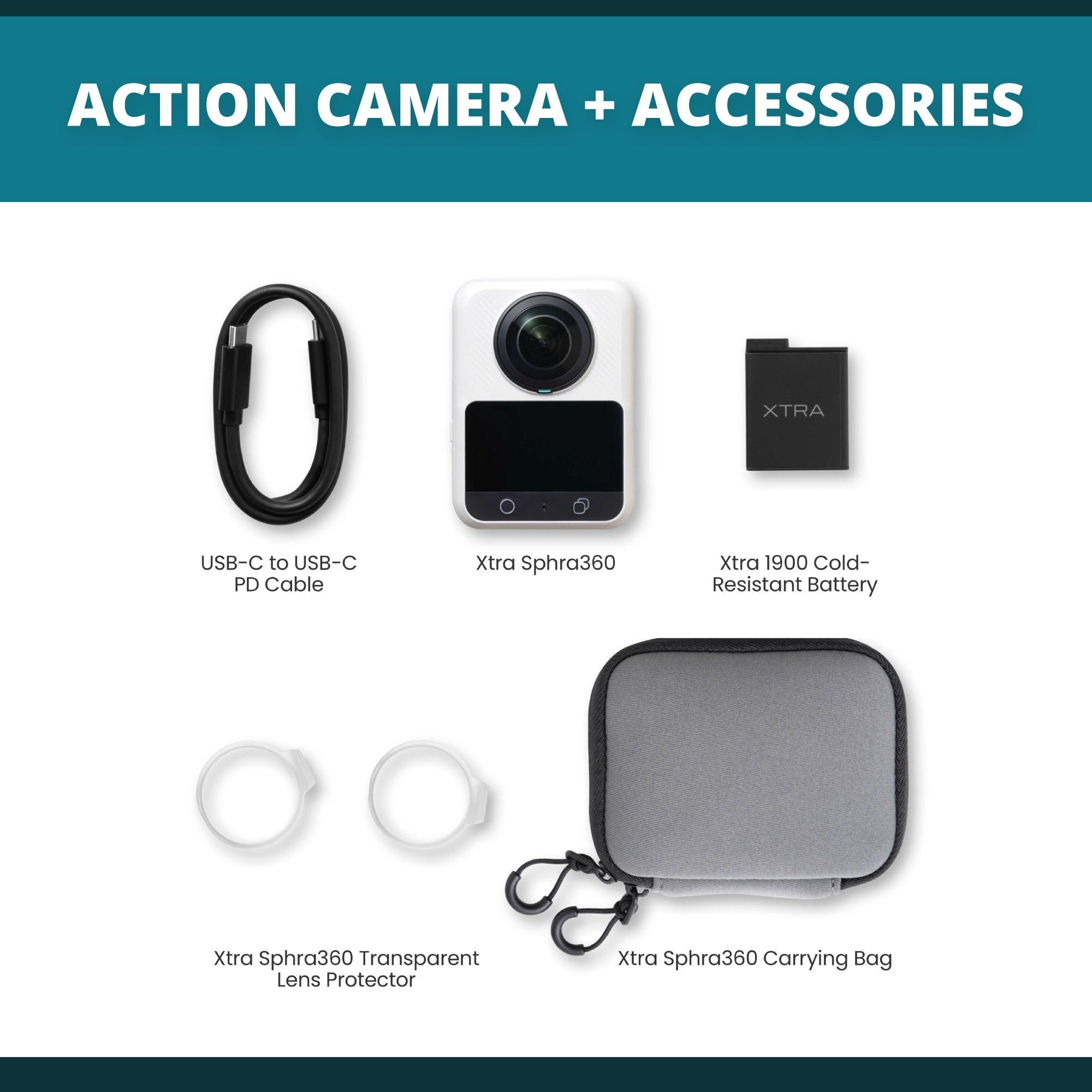 Xtra Sphra360 8K Panoramic Video Action Camera with 105GB Built-in Storage