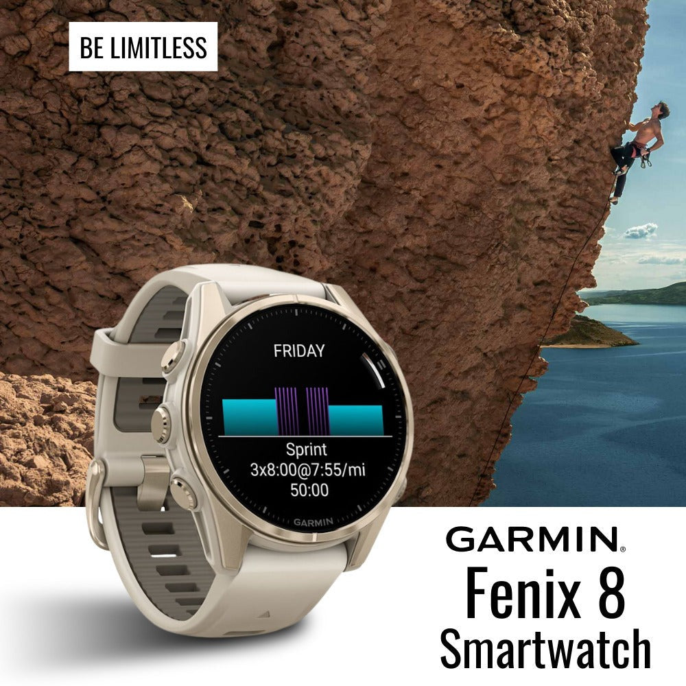 Garmin Fenix 8 AMOLED 43mm GPS Smartwatch (Soft Gold and Fog Gray-Dark Sandstone) Bundle