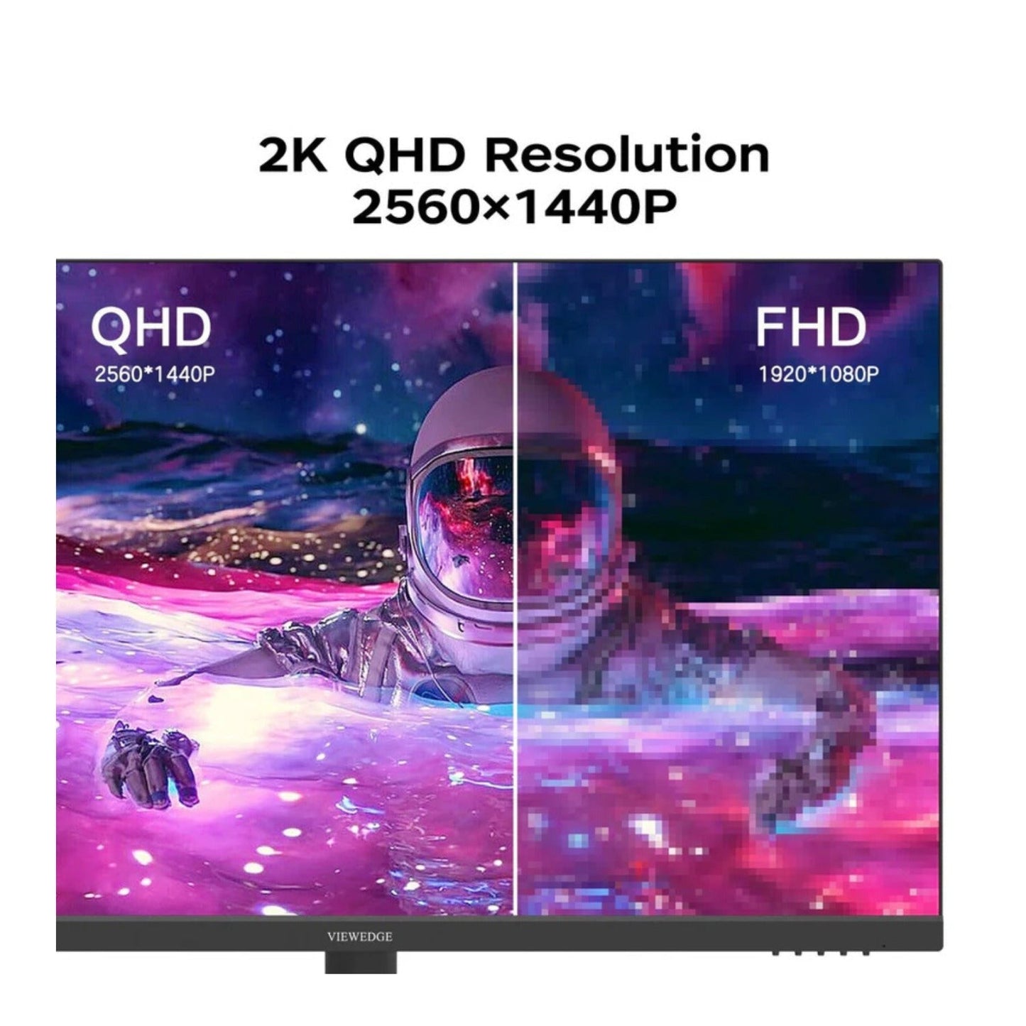 Viewedge Q27X Monitor 27-Inch 2K QHD IPS Display 1ms Adaptive Sync (Black)