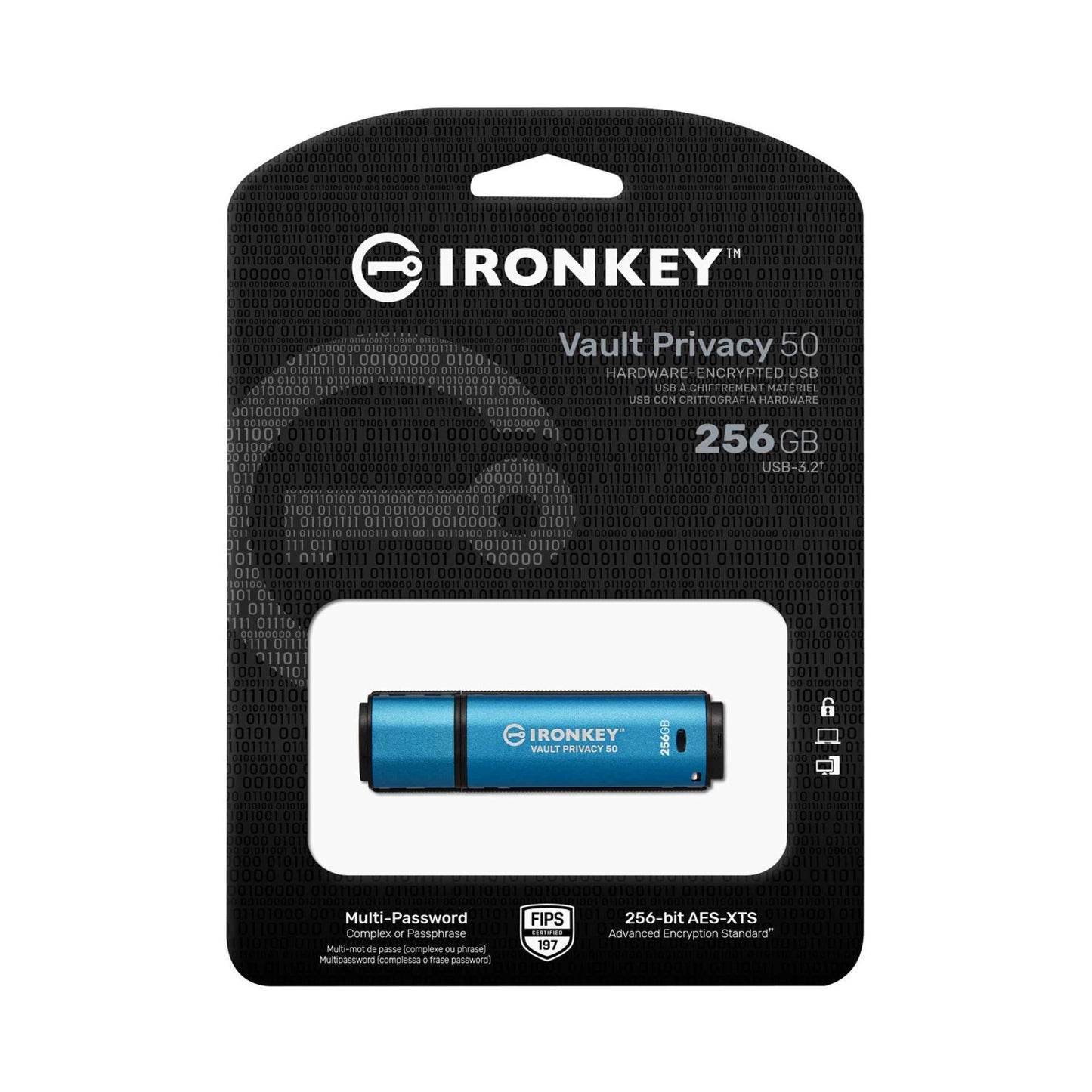 Kingston Ironkey Vault Privacy 50 256GB USB Flash Drive FIPS 197 Certified