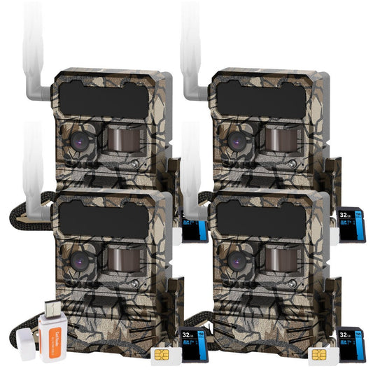Yellowstone Y2 4G-LTE Wide Lens Cellular Trail Camera (4-Pack) Bundle with Card Reader