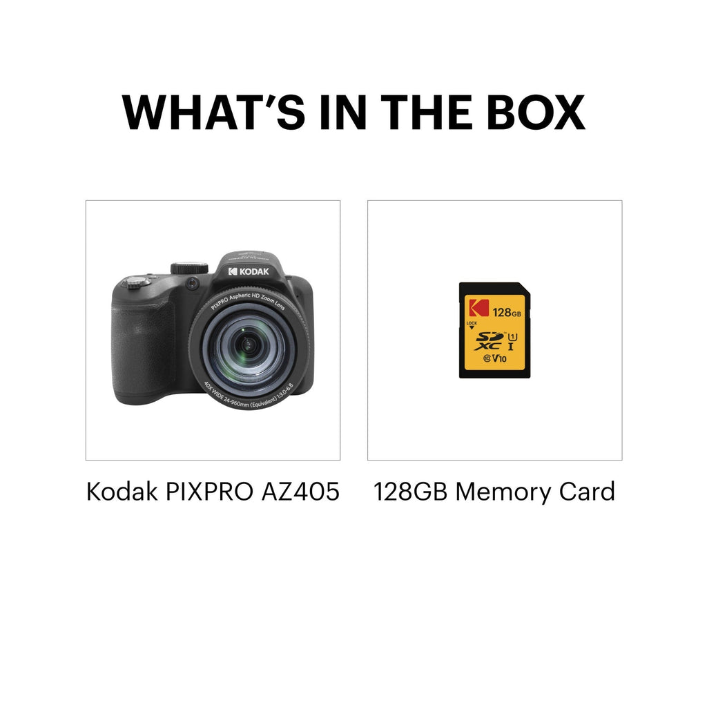 Kodak PIXPRO AZ405 16MP Astro Zoom Digital Camera (Black) Bundle with SD Card