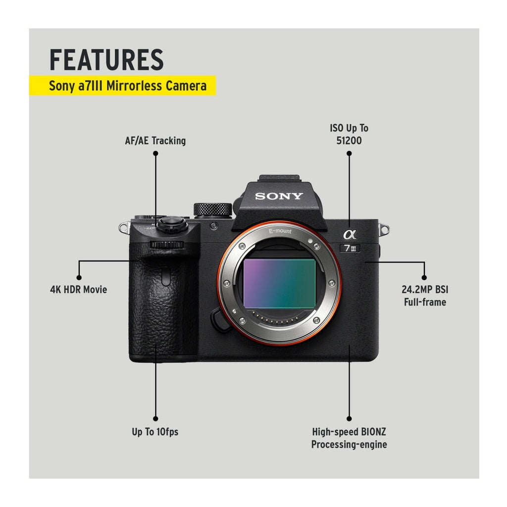 Sony Alpha a7 III Mirrorless Digital Camera (Body Only) Bundle with Accessories