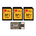 Kodak SDXC 128GB UHS-I U3 V30 Ultra Memory Card Bundle with Card Reader