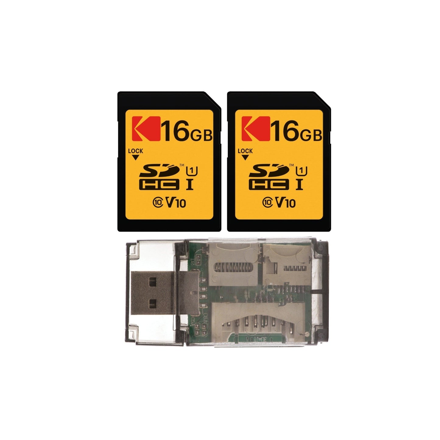 Kodak 16GB Class 10 UHS-I U1 SDHC Memory Card with Card Reader Bundle