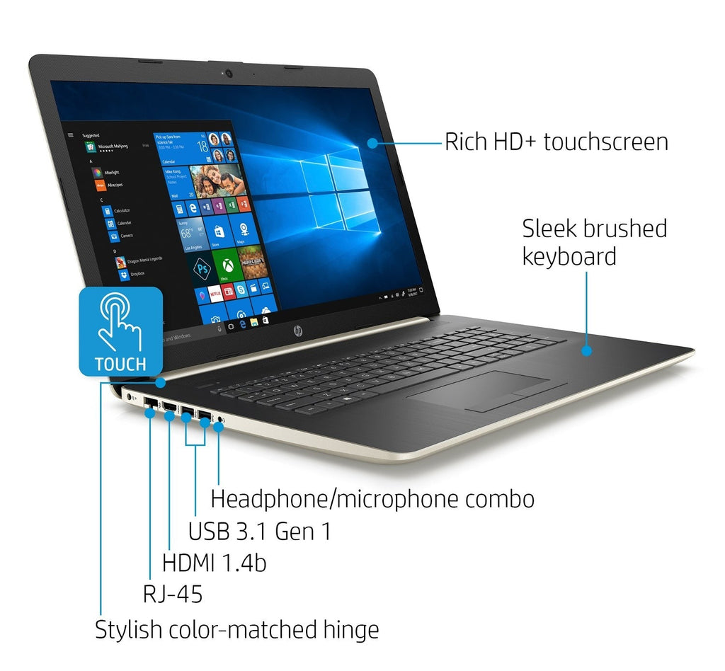 HP 17-by0063cl 17.3" HD+ Touchscreen Laptop, Intel Core i7-8550U, 8GB RAM + 16GB Intel Optane (Certified Refurbished)