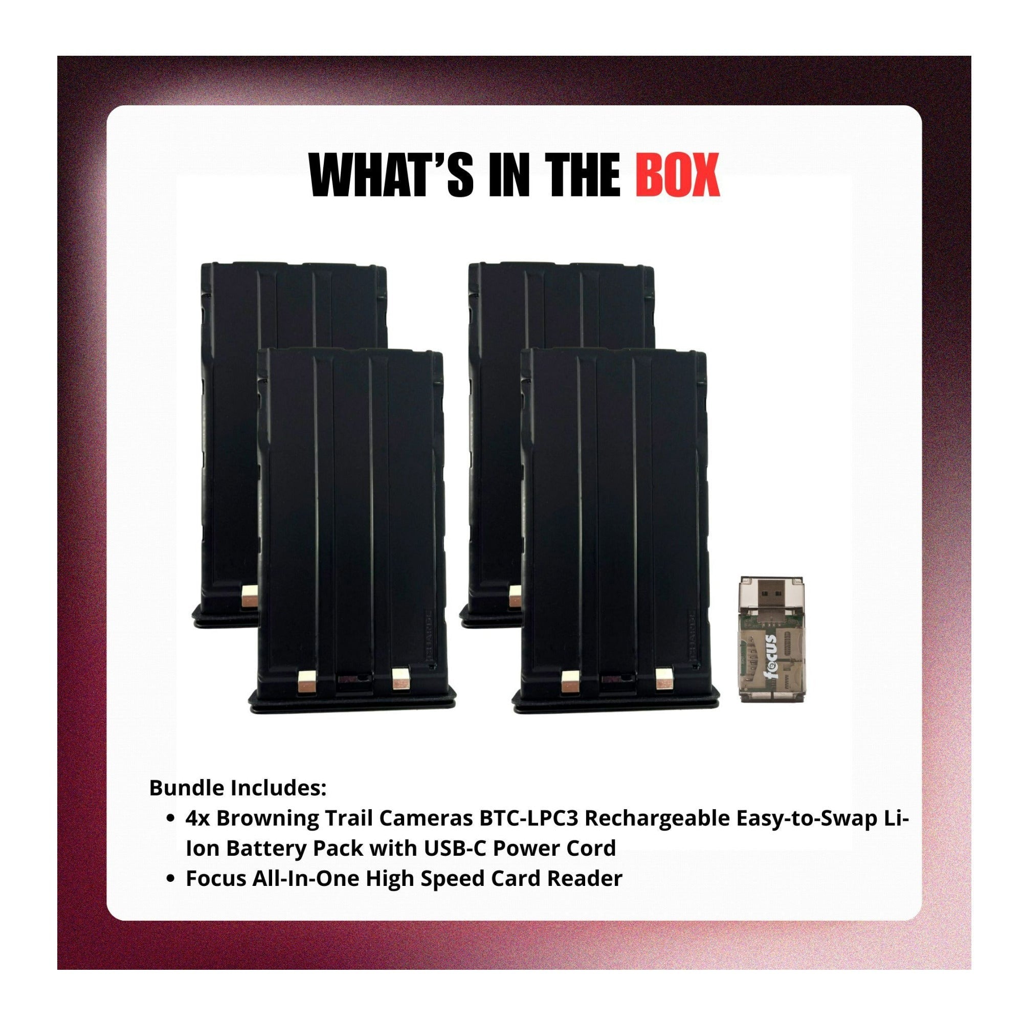 Browning Trail Cameras BTC-LPC3 Rechargeable Li-Ion Easy-to-Swap Battery Bundle (4-Pack)
