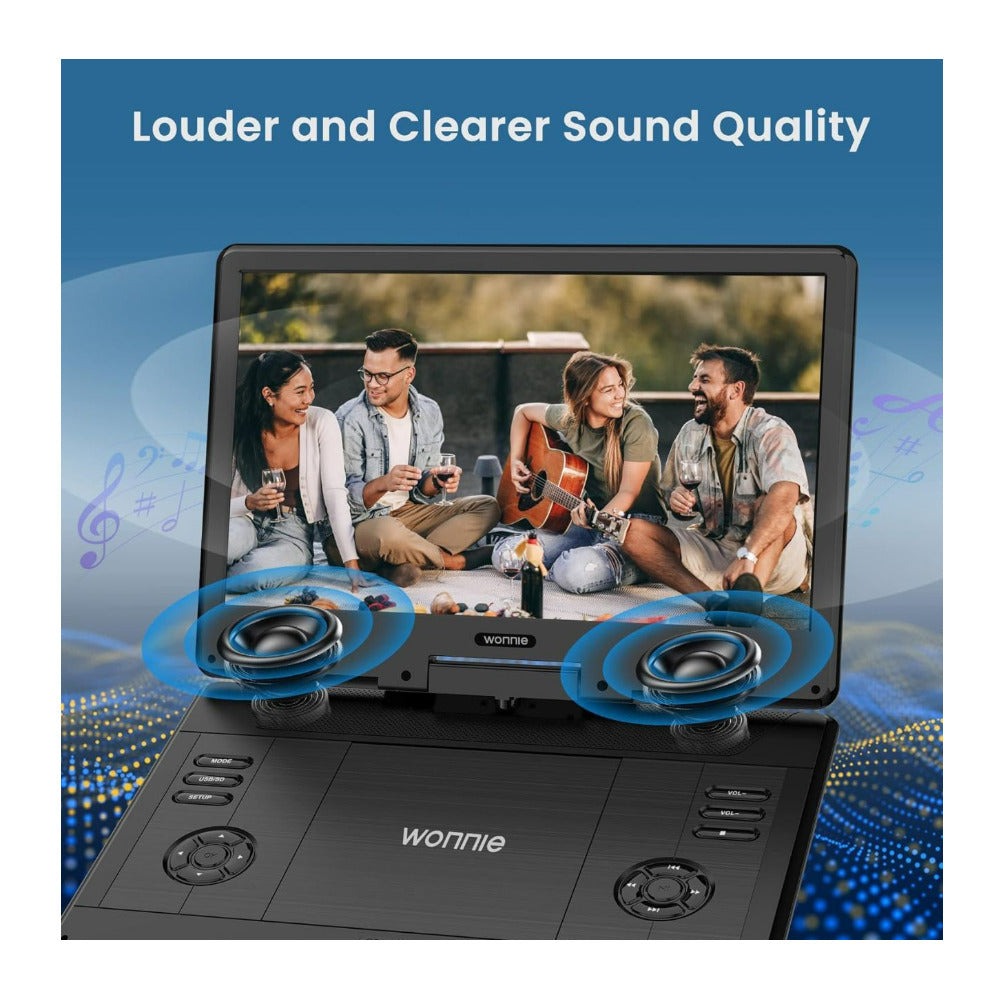 WONNIE 16.5-Inch Portable DVD Player with Wide HD LCD Screen and 1020 x 800 Resolution (Black)