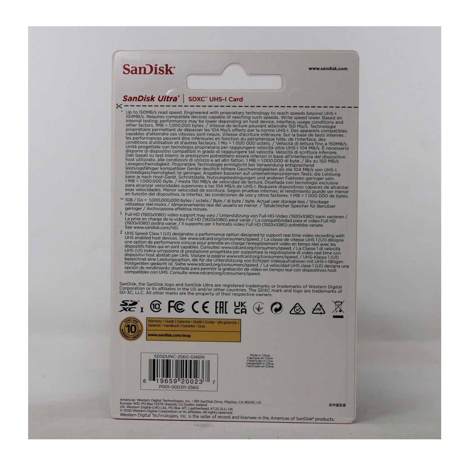 Sandisk 256GB Ultra SDHC and SDXC UHS-I Memory Card