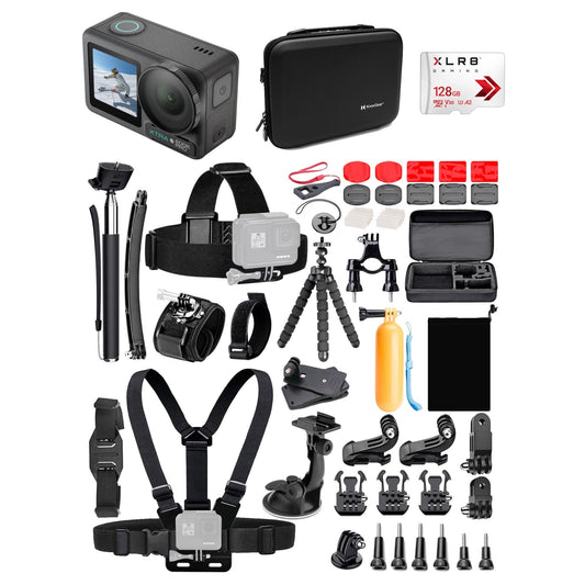 Xtra Edge Pro Action Camera with 128GB MicroSD, Accessory Kit and Case Bundle